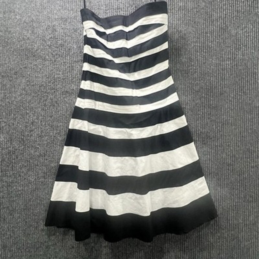 Vintage Ariella Black And White Stripped Strapless Dress Size M Check Photos